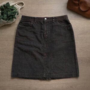 90s L.L. Bean Brown Corduroy Pencil Skirt Womens Size 6 Classic Midi Spring Prep
